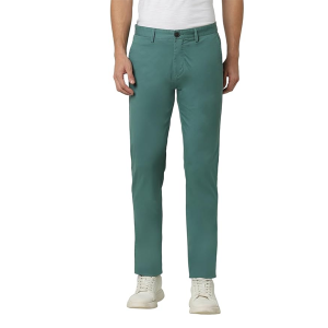 Men Green Slim Fit Mid-Rise Trouser