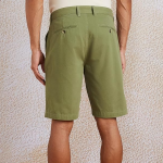 Men Green Solid Slim Fit Regular Shorts
